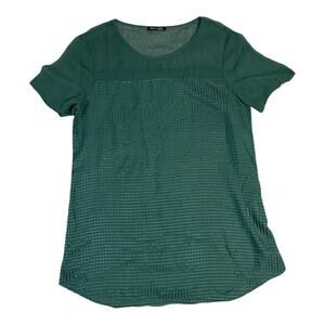 Massimo Dutti Women’s Top Blouse Pullover Short Sleeve Sheer Green 6